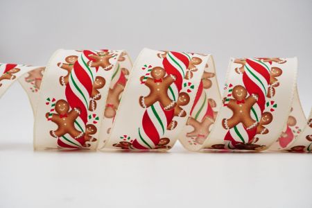 Gingerbread Men Wired Ribbon_KF6815GC-2-2_Ivory